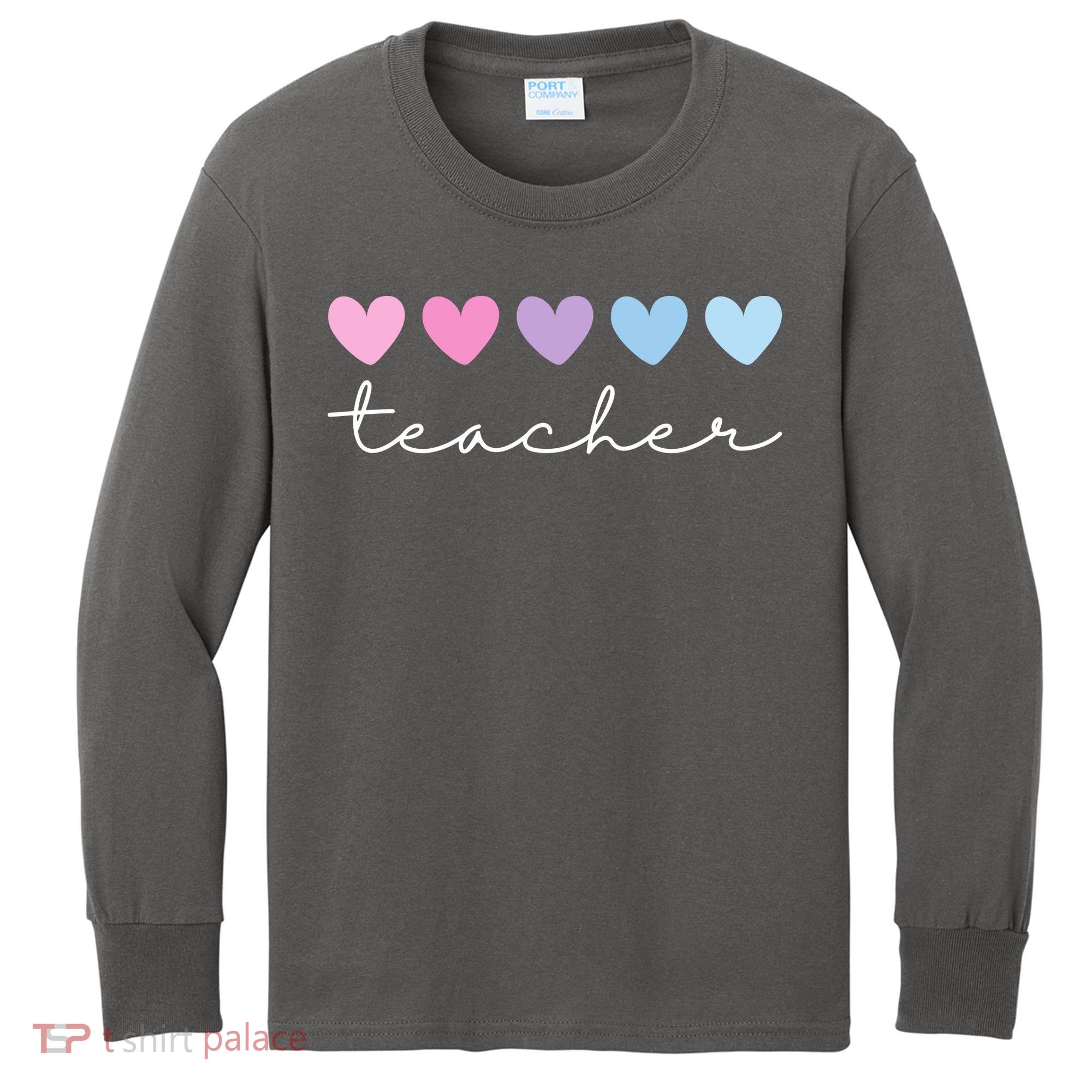 Teacher Hearts Cute Gift Kids Long Sleeve Shirt