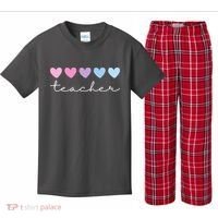 Teacher Hearts Cute Gift Kids Plaid Pajama Set thumb 0