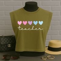 Teacher Hearts Cute Gift Garment-Dyed Women's Muscle Tee thumb 3