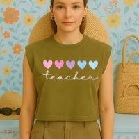 Teacher Hearts Cute Gift Garment-Dyed Women's Muscle Tee thumb 4