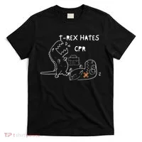 T-Rex Hates CPR Dinosaurs Funny Nurse day T-Shirt thumb 0