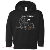 T-Rex Hates CPR Dinosaurs Funny Nurse day Toddler Hoodie thumb 0