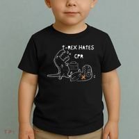 T-Rex Hates CPR Dinosaurs Funny Nurse day Toddler T-Shirt thumb 2