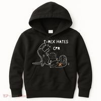 T-Rex Hates CPR Dinosaurs Funny Nurse day Kids Hoodie thumb 0