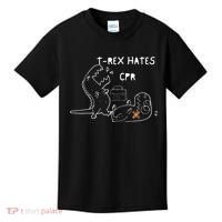 T-Rex Hates CPR Dinosaurs Funny Nurse day Kids T-Shirt thumb 0