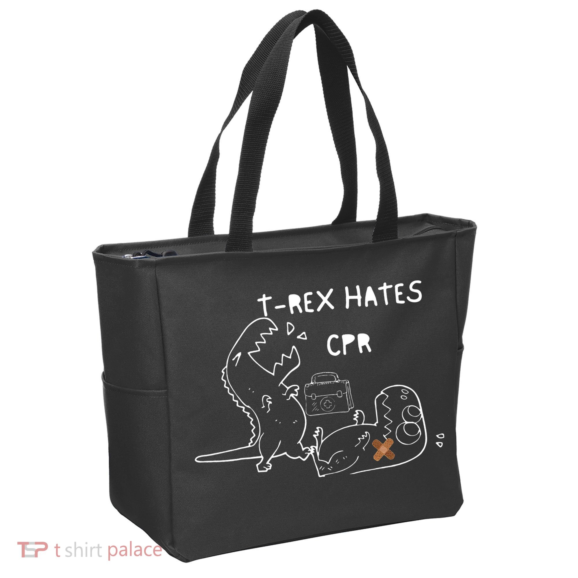 T-Rex Hates CPR Dinosaurs Funny Nurse day Tote Bag