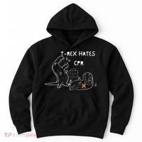 T-Rex Hates CPR Dinosaurs Funny Nurse Hoodie thumb 0