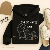 T-Rex Hates CPR Dinosaurs Funny Nurse Hoodie thumb 4