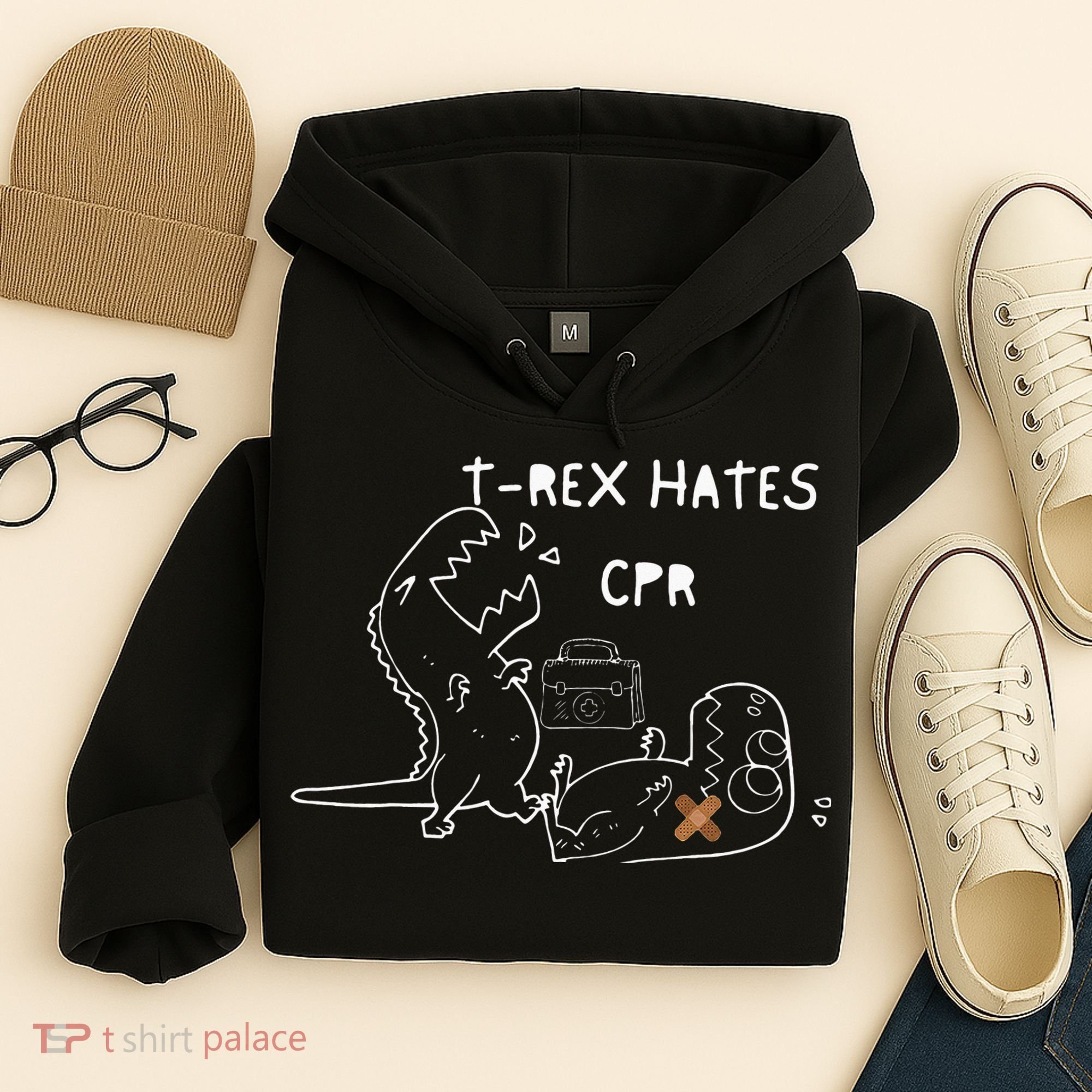T-Rex Hates CPR Dinosaurs Funny Nurse Hoodie