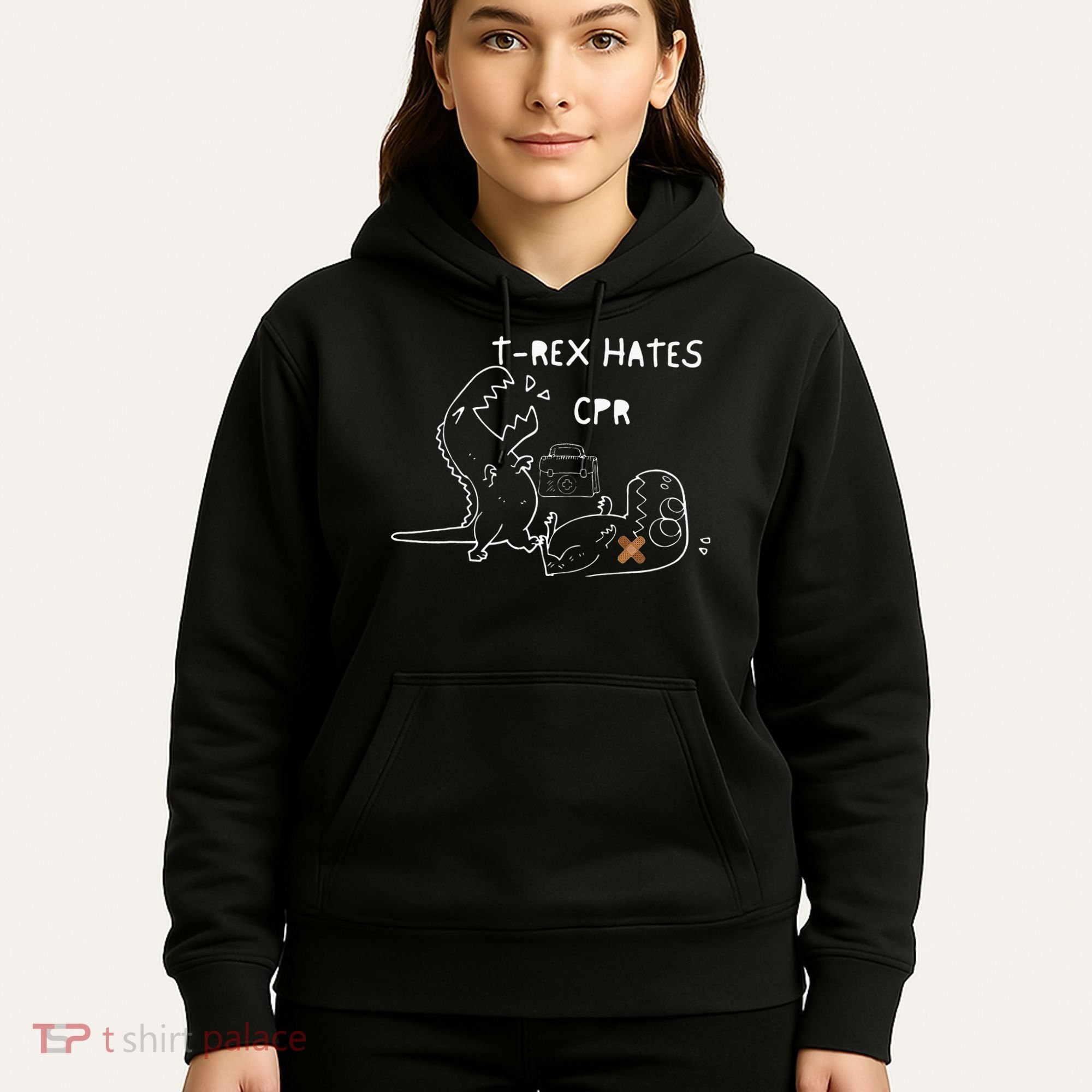 T-Rex Hates CPR Dinosaurs Funny Nurse Hoodie