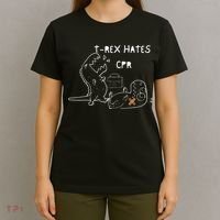 T-Rex Hates CPR Dinosaurs Funny Nurse T-Shirt thumb 4