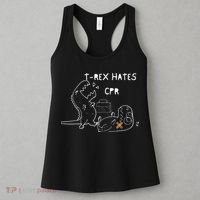 T-Rex Hates CPR Dinosaurs Funny Nurse Women's Tank Top thumb 3