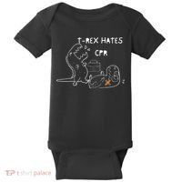 T-Rex Hates CPR Dinosaurs Funny Nurse Baby Bodysuit thumb 0