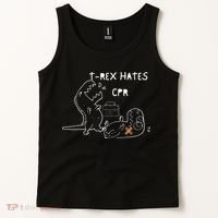 T-Rex Hates CPR Dinosaurs Funny Nurse Tank Top thumb 2