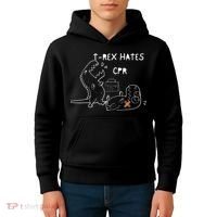 T-Rex Hates CPR Dinosaurs Funny Nurse Kids Hoodie thumb 4
