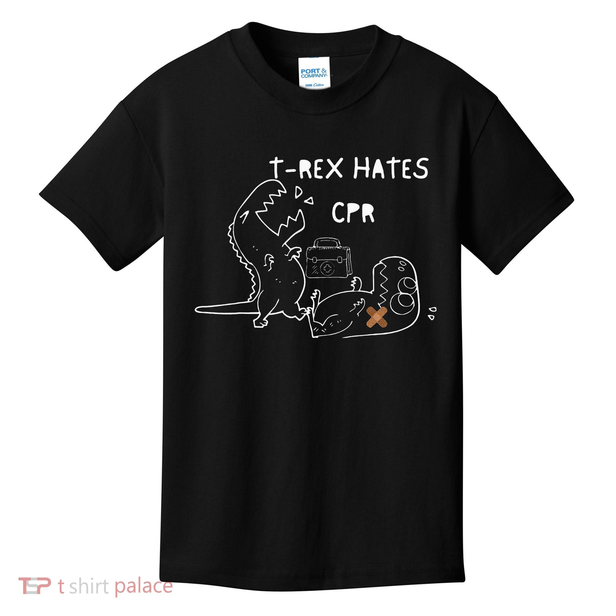 T-Rex Hates CPR Dinosaurs Funny Nurse Kids T-Shirt