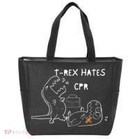 T-Rex Hates CPR Dinosaurs Funny Nurse Tote Bag thumb 0