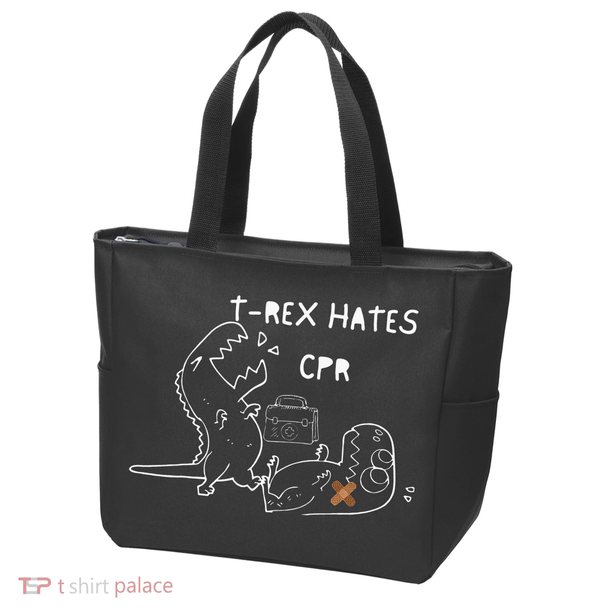 T-Rex Hates CPR Dinosaurs Funny Nurse Tote Bag
