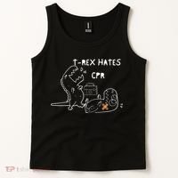 TRex Hates CPR Dinosaurs Funny Nurse Tank Top thumb 2