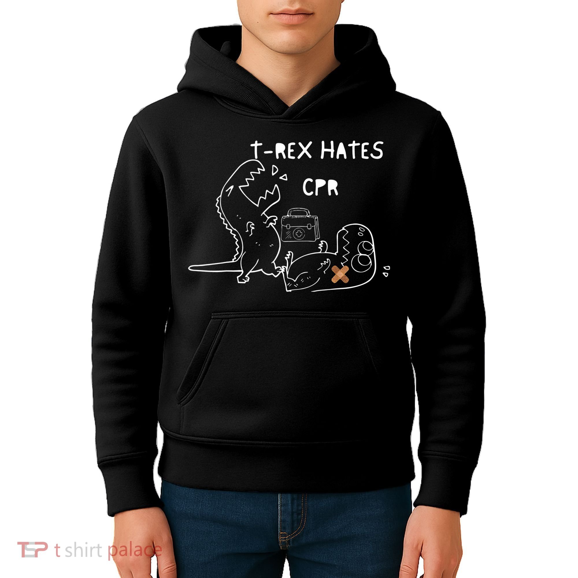 TRex Hates CPR Dinosaurs Funny Nurse Kids Hoodie