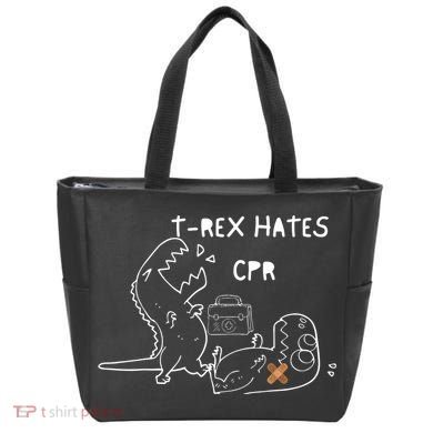 TRex Hates CPR Dinosaurs Funny Nurse Tote Bag