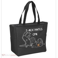 TRex Hates CPR Dinosaurs Funny Nurse Tote Bag thumb 2