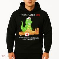 Trex Hates Cpr That's Why Dinosaurs Are Extinct Hoodie thumb 2