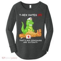 Trex Hates Cpr That's Why Dinosaurs Are Extinct Women's Perfect Tri Tunic Long Sleeve Shirt thumb 0