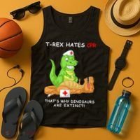 Trex Hates Cpr That's Why Dinosaurs Are Extinct Tank Top thumb 4