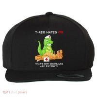 Trex Hates Cpr That's Why Dinosaurs Are Extinct Wool Snapback Cap thumb 0