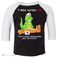 Trex Hates Cpr That's Why Dinosaurs Are Extinct Toddler Fine Jersey T-Shirt thumb 0