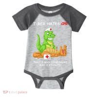 Trex Hates Cpr That's Why Dinosaurs Are Extinct Infant Baby Jersey Bodysuit thumb 0