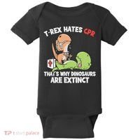 Trex Hates Cpr Dinosaur Nurse Baby Bodysuit thumb 0