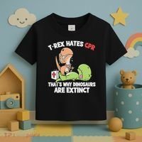 Trex Hates Cpr Dinosaur Nurse Toddler T-Shirt thumb 3