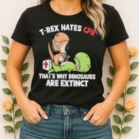 Trex Hates Cpr Dinosaur Nurse Women's T-Shirt thumb 2