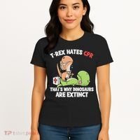 Trex Hates Cpr Dinosaur Nurse Women's T-Shirt thumb 4
