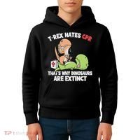 Trex Hates Cpr Dinosaur Nurse Kids Hoodie thumb 4