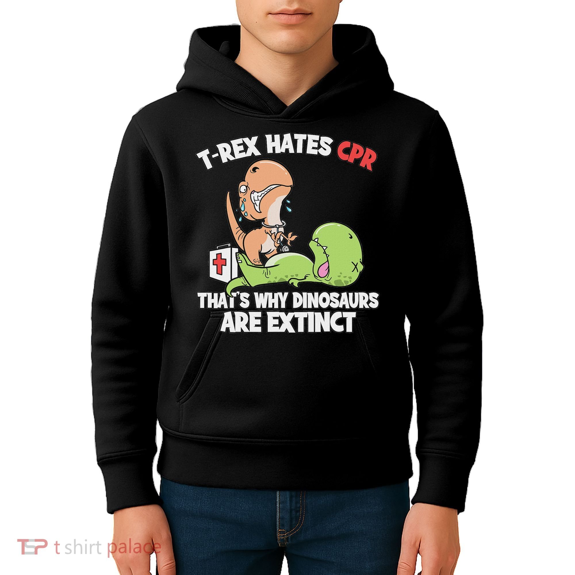 Trex Hates Cpr Dinosaur Nurse Kids Hoodie