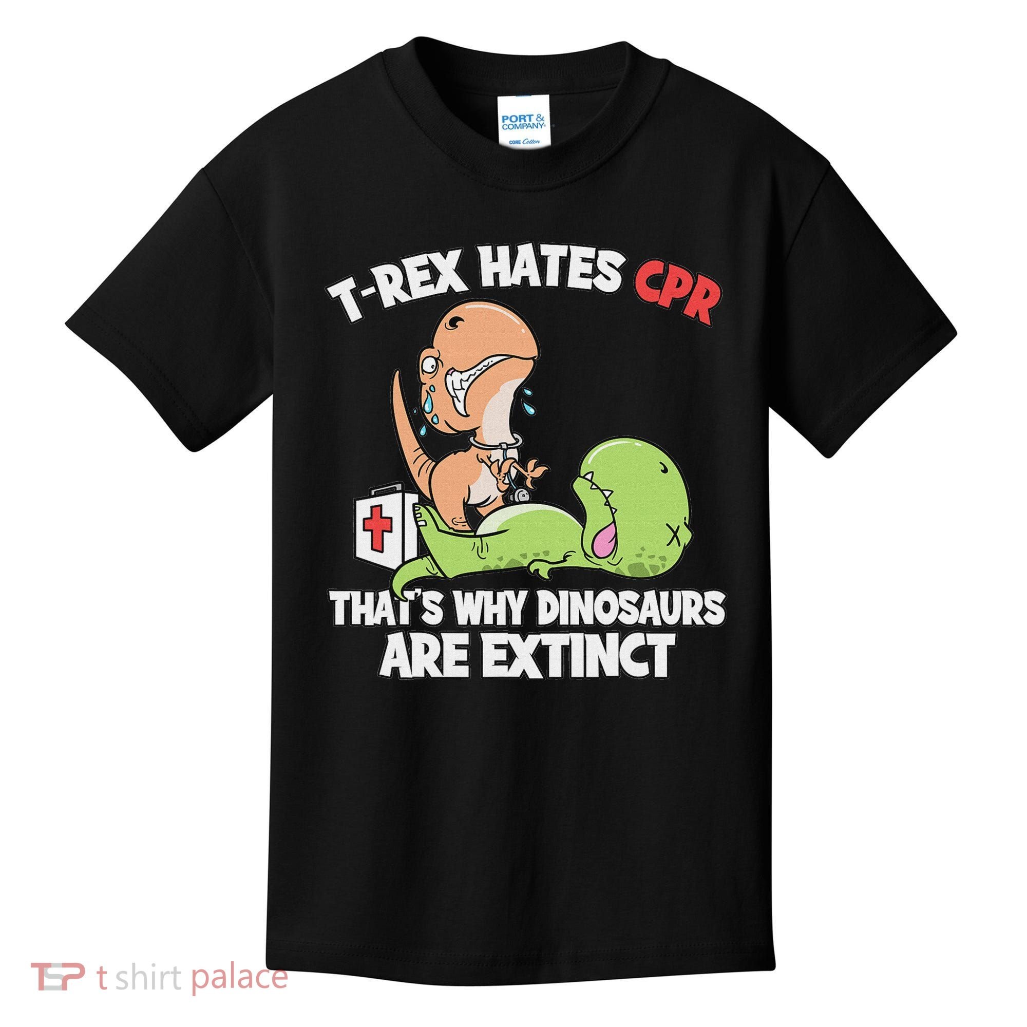 Trex Hates Cpr Dinosaur Nurse Kids T-Shirt