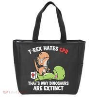 Trex Hates Cpr Dinosaur Nurse Tote Bag thumb 0
