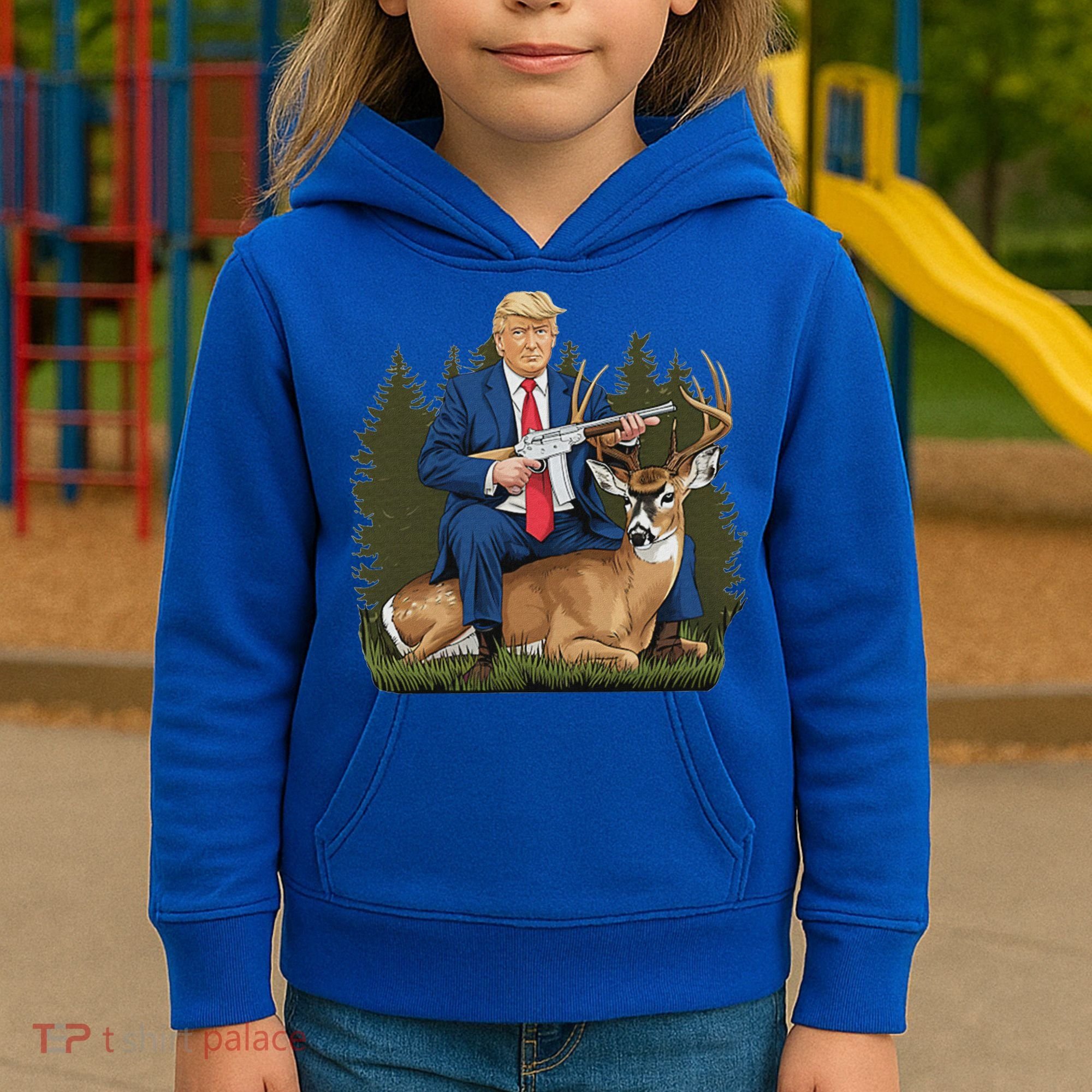 Trump Hunting Deer Kids Hoodie