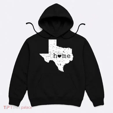 Texas Home Distressed Tx Map With Heart Hoodie