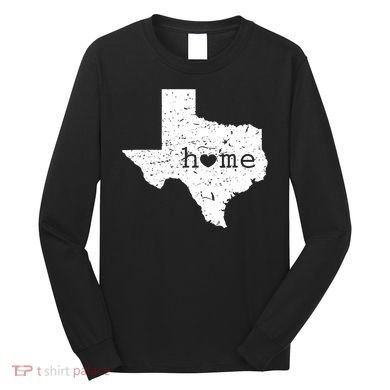 Texas Home Distressed Tx Map With Heart Long Sleeve Shirt
