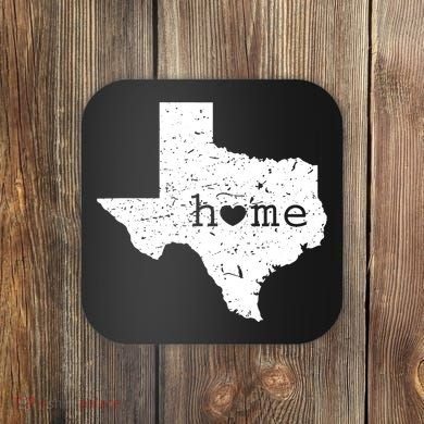 Texas Home Distressed Tx Map With Heart Coaster