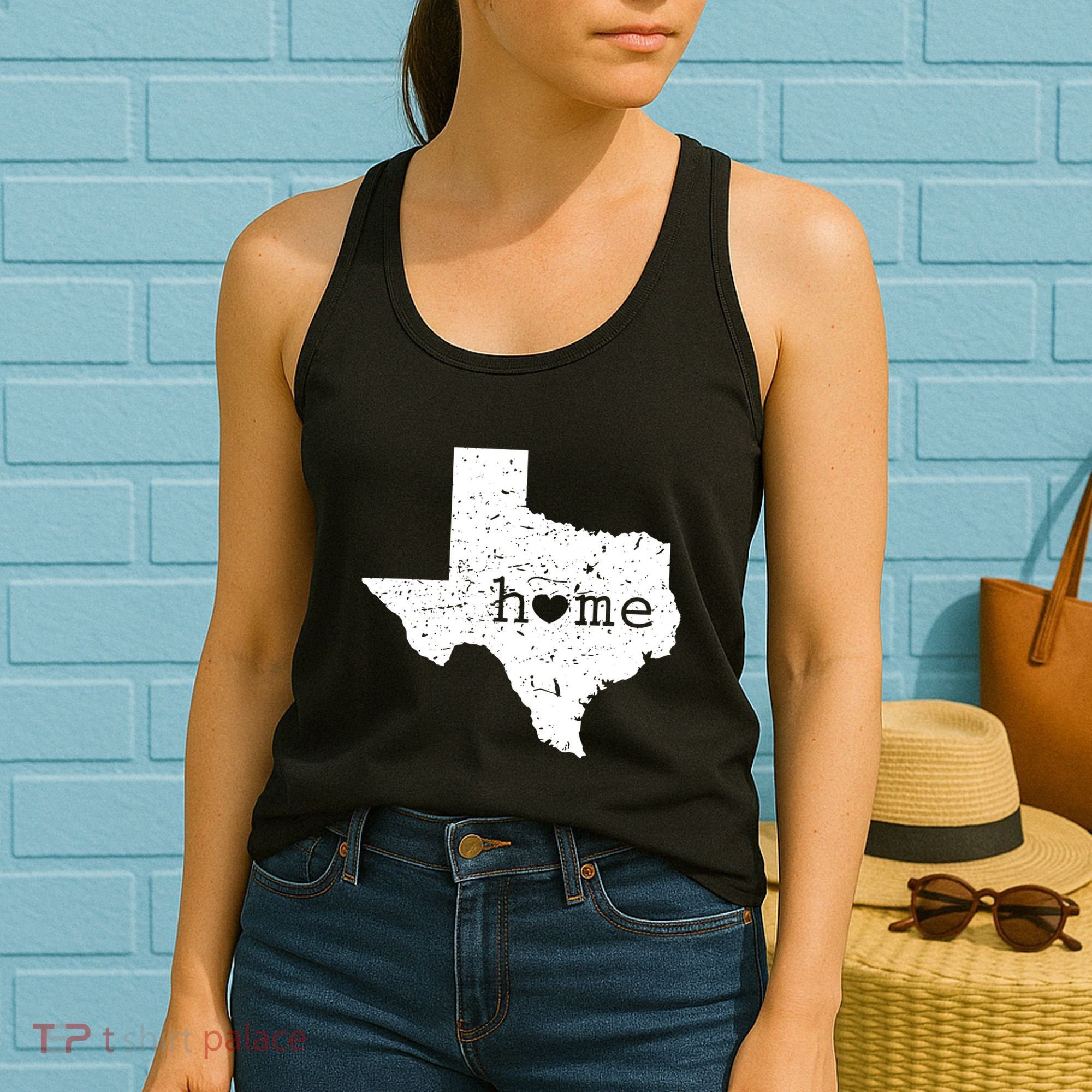 Texas Home Distressed Tx Map With Heart Women's Tank Top