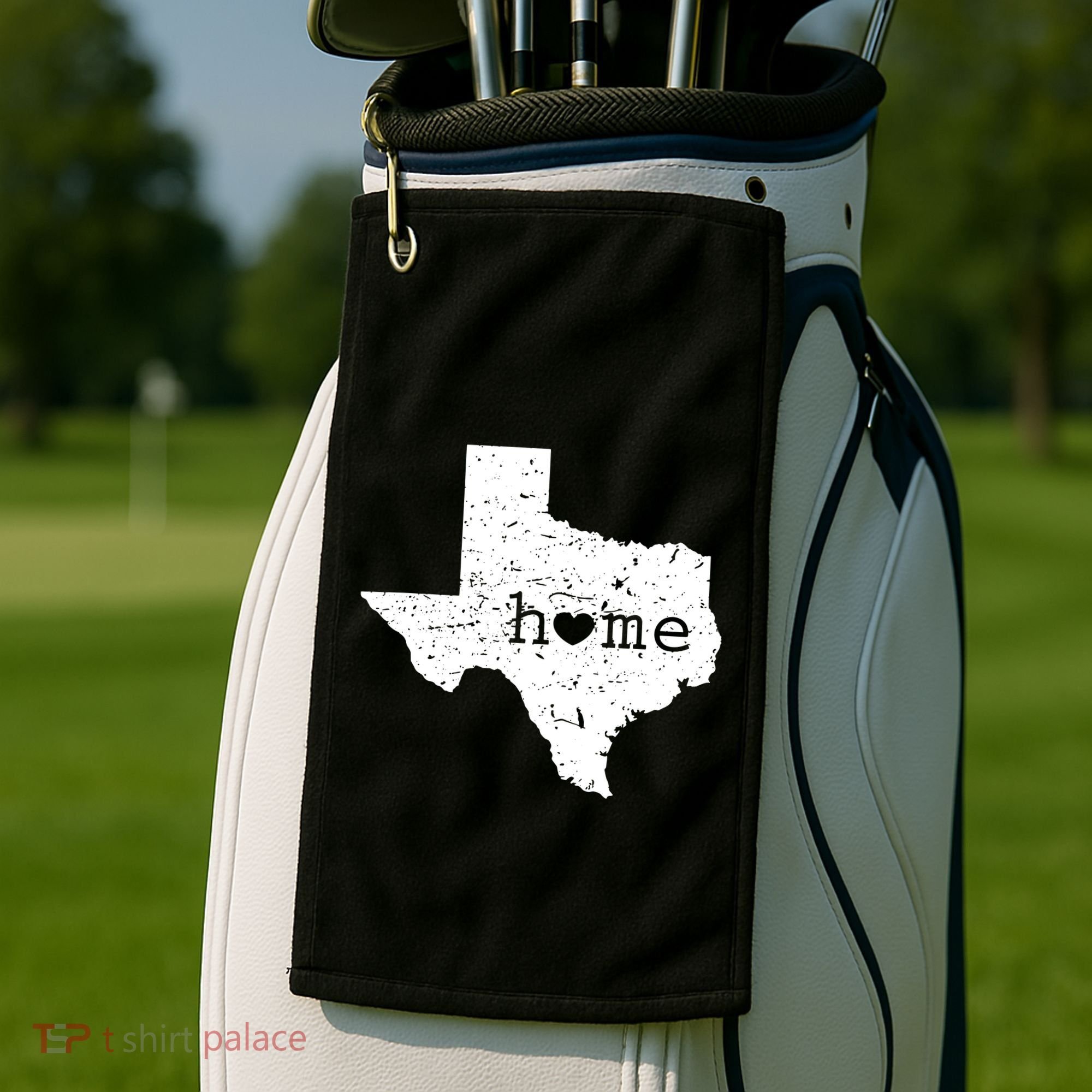 Texas Home Distressed Tx Map With Heart Golf Towel