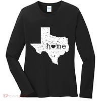 Texas Home Distressed Tx Map With Heart Women's Long Sleeve Shirt thumb 0