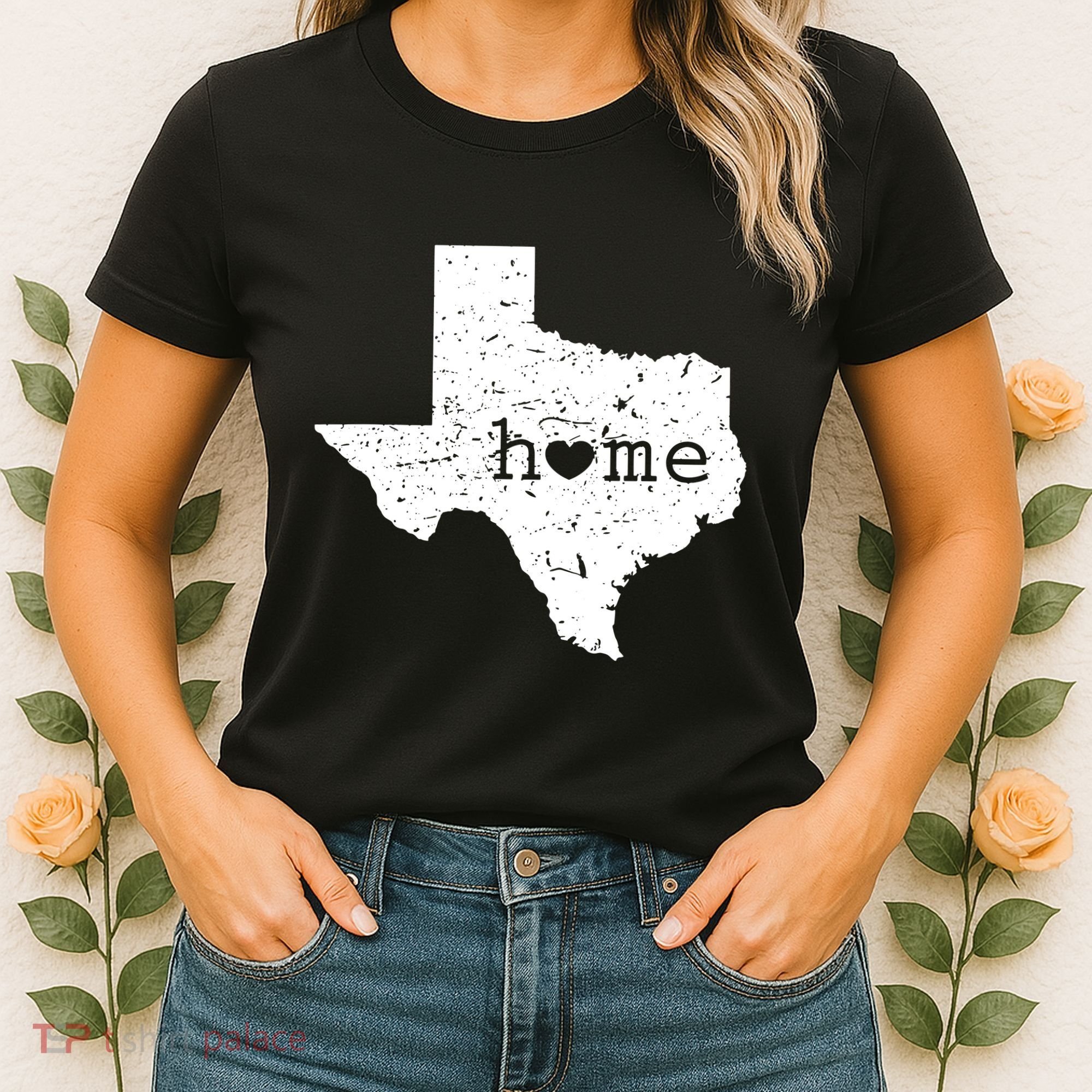 Texas Home Distressed Tx Map With Heart Women's T-Shirt