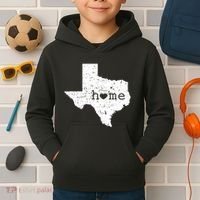 Texas Home Distressed Tx Map With Heart Kids Hoodie thumb 2