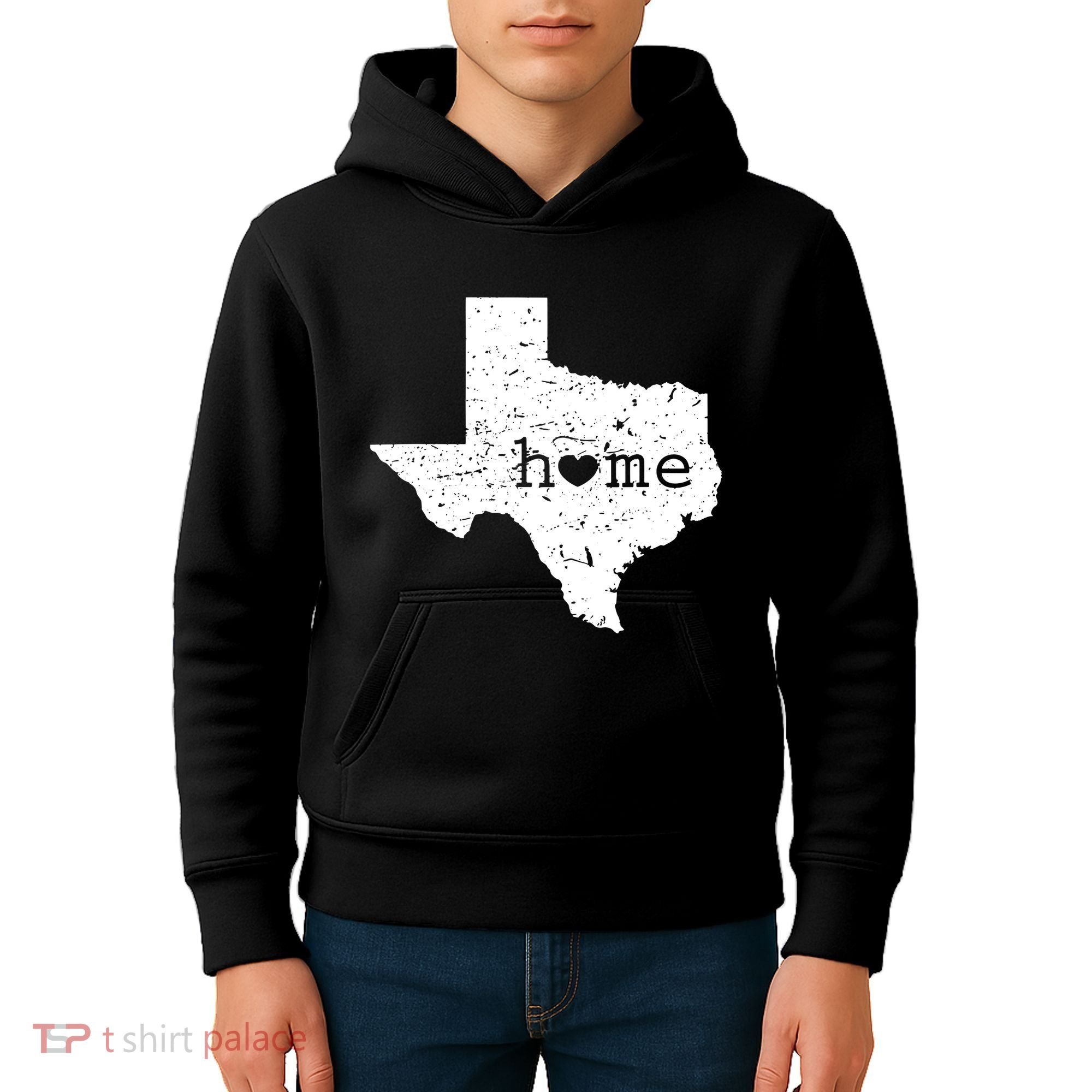 Texas Home Distressed Tx Map With Heart Kids Hoodie